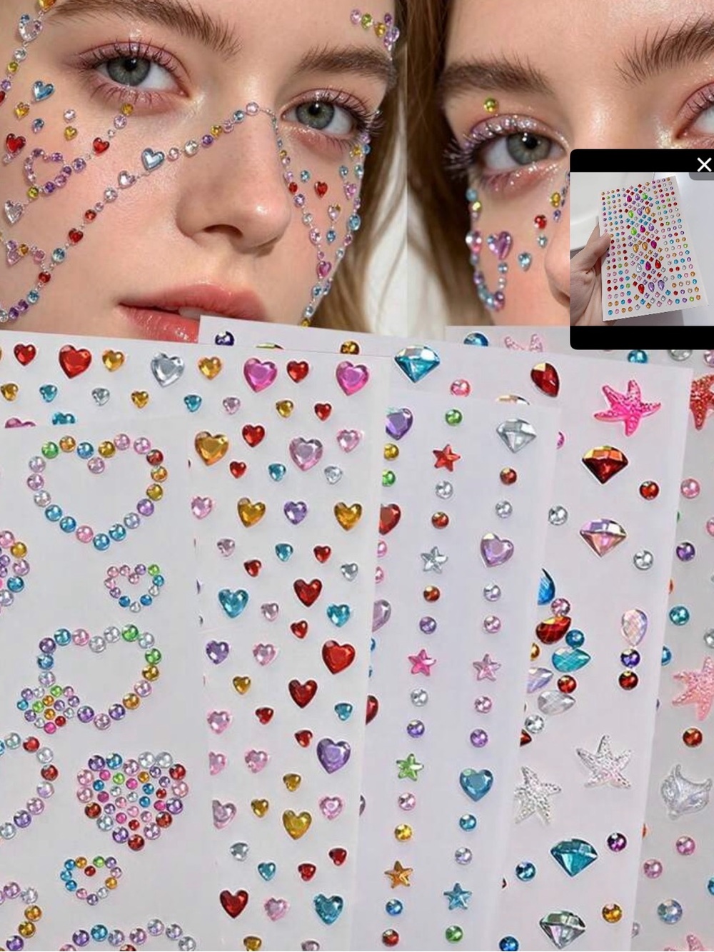 Multicolor Self-Adhesive Jewel Stickers for Parties